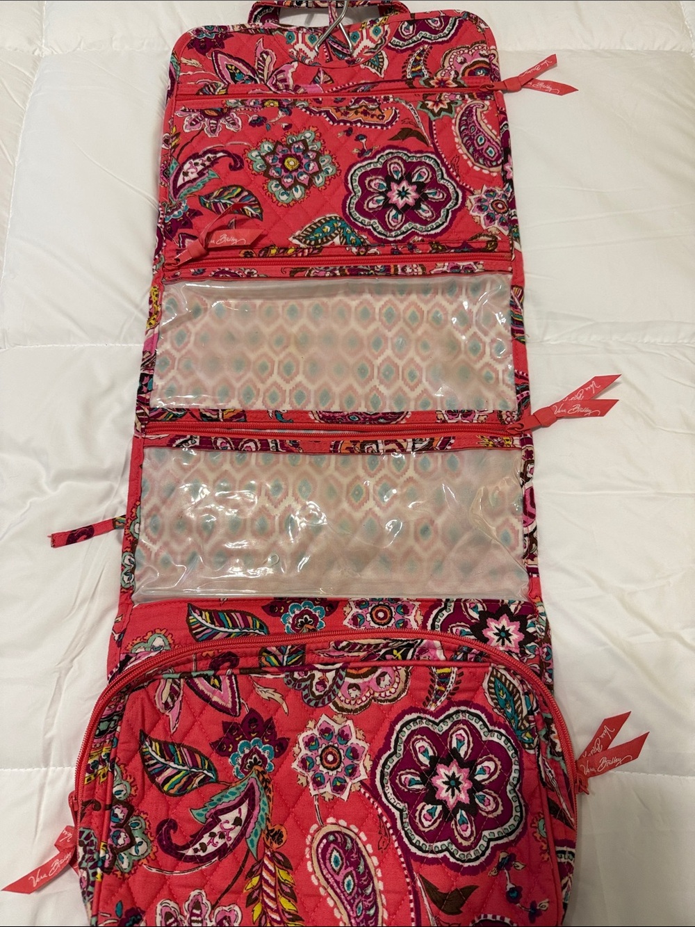 Vera Bradley Coral Pink Paisley Hanging Travel Organizer